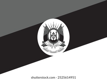 La bandera del estado de Rio Grande do Sul en color blanco y negro. Ilustración vectorial