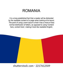Bandera de Rumania para carteles con fondo blanco cuadrado. Bandera de Rumania con espacio para el texto. Banner cuadrado de Rumania con bandera . ilustración vectorial eps10