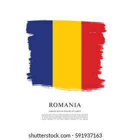 Flag of Romania, brush stroke background