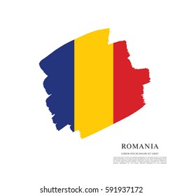 Flag of Romania, brush stroke background