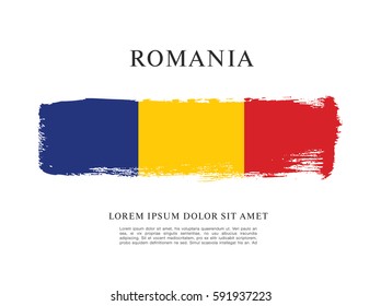Flag of Romania, brush stroke background