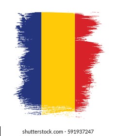 Flag of Romania, brush stroke background