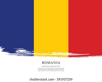 Flag of Romania, brush stroke background