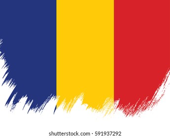 Flag of Romania, brush stroke background