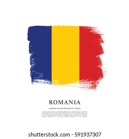 Flag of Romania, brush stroke background
