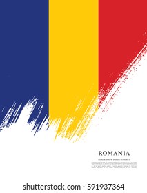 Flag of Romania, brush stroke background