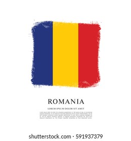Flag of Romania, brush stroke background