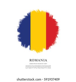 Flag of Romania, brush stroke background