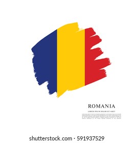 Flag of Romania, brush stroke background