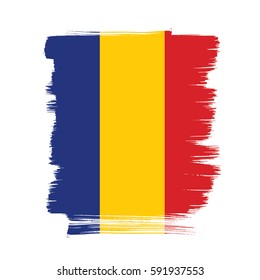 Flag of Romania, brush stroke background