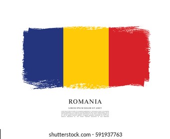 Flag of Romania, brush stroke background