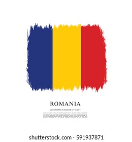 Flag of Romania, brush stroke background