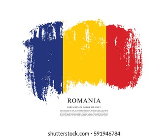 Flag of Romania, brush stroke background