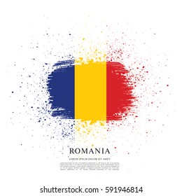 Flag of Romania, brush stroke background