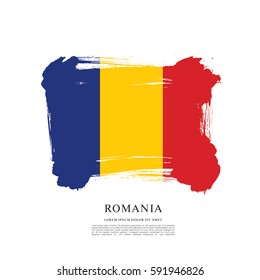 Flag of Romania, brush stroke background