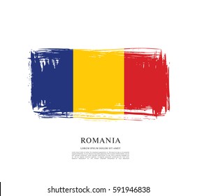 Flag of Romania, brush stroke background