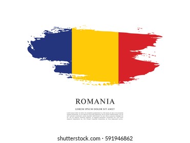 Flag of Romania, brush stroke background