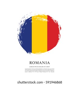 Flag of Romania, brush stroke background