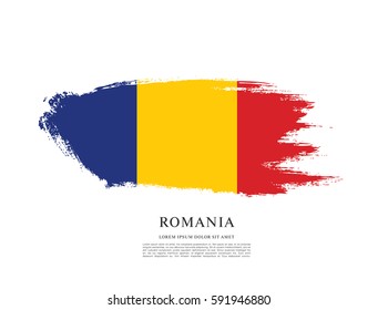 Flag of Romania, brush stroke background