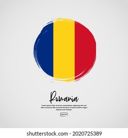 Bandera de Rumanía con efecto de pincel y texto