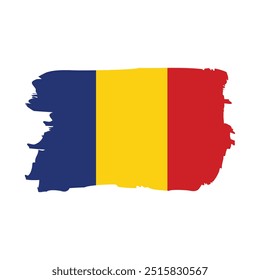 Flag of Romania brush stroke grunge design. Vector