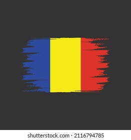 Flag of Romania or Chad with brush style