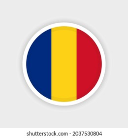 Bandera de Rumania con marco de círculo y fondo blanco