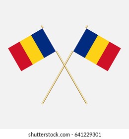 Flag of Romania with flagpole. Vector illustration.