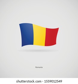 The flag of Romania is flying layered vector image.