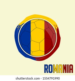 Flag of Romania, Football championship banner, Vector illustration of abstract soccer ball with Romania national flag colors vector design design