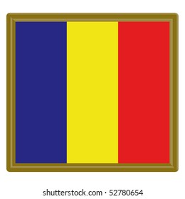 Flag of Romania with gold frame