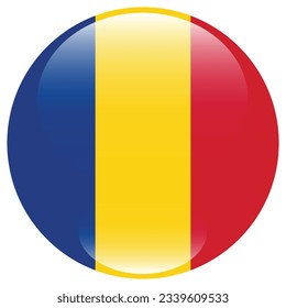 The flag of Romania. Flag icon. Standard color. Circle icon flag. 3d illustration. Computer illustration. Digital illustration. Vector illustration.