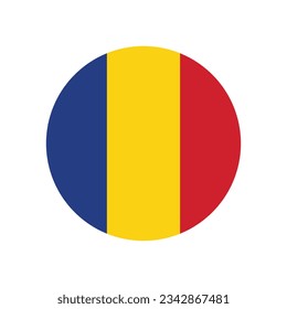 The flag of Romania. Flag icon. Standard color. Circle icon flag. Computer illustration. Digital illustration. Vector illustration.