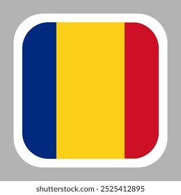 The flag of Romania. Flag icon. Standard color. flat vector square with rounded corners. Computer illustration. Digital illustration. Vector illustration