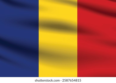 Flag of Romania. Romania flag official colors and proportion digital vector illustration. Waving flag.