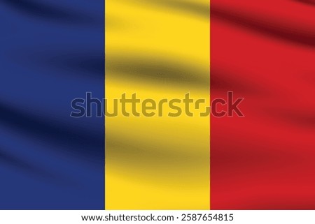 Flag of Romania. Romania flag official colors and proportion digital vector illustration. Waving flag.