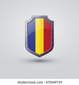 Flag of Romania on the shield