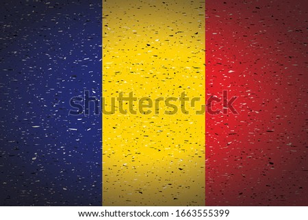 flag of romania in retro background