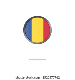 Flag of Romania as round glossy icon. Button with Romanian flag