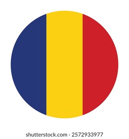 Flag of Romania round shape, national symbol