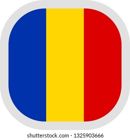 Flag of Romania. Rounded square icon on white background, vector illustration.