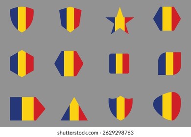 Flag of Romania Set, Original and simple Romania flag Bundle, vector illustration of Romania flag Collection

