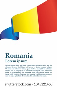 Flag of Romania, Romania. Template for award design, an official document with the flag of Romania. Bright, colorful vector illustration.