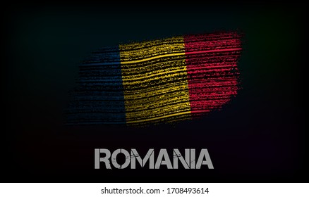 Flag of the Romania. Vector illustration in grunge style with cracks and abrasions. Good image for print