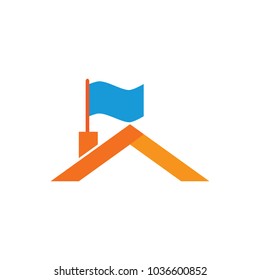 Flag Roof Logo Icon Design