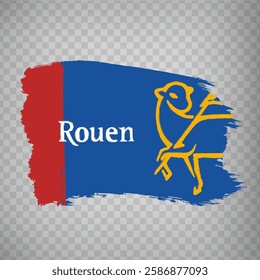 Flag of Rouen brush strokes. Flag Rouen is the city of France on transparent background for your web site design, app, UI.  EPS10.