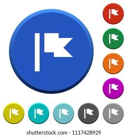 Flag round color beveled buttons with smooth surfaces and flat white icons