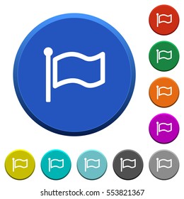 Flag round color beveled buttons with smooth surfaces and flat white icons