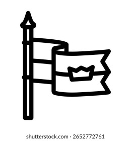 flag royal medieval heraldry line icon vector. flag royal medieval heraldry sign. isolated contour symbol black illustration