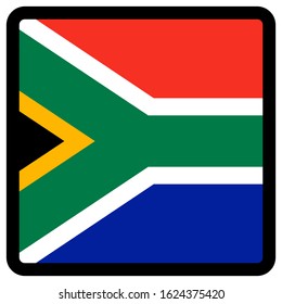 Flag of RSA in the shape of square with contrasting contour, social media communication sign, patriotism, a button for switching the language on the site, an icon.